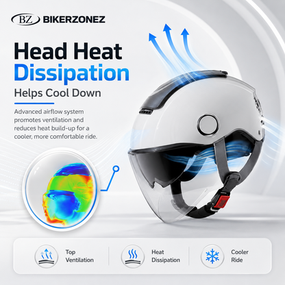 BikerZoneZ AeroLite™ Dual-Lens Half Helmet