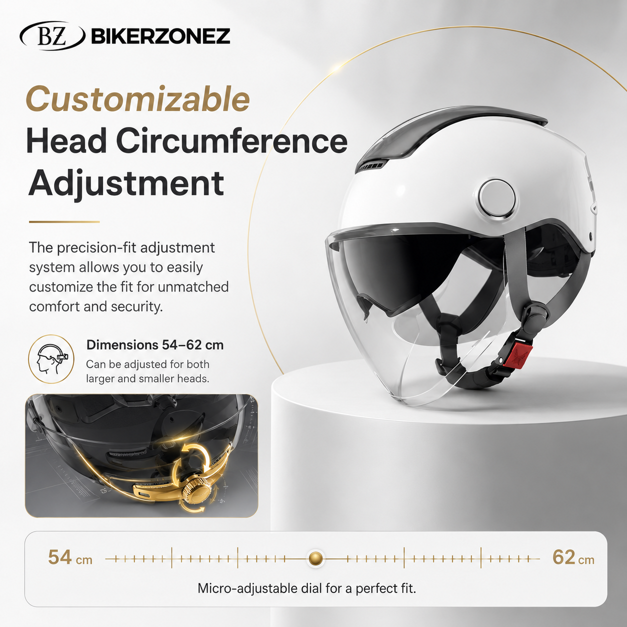 BikerZoneZ AeroLite™ Dual-Lens Half Helmet