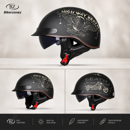 BikerZoneZ IronClassic™ German-Style Half Helmet