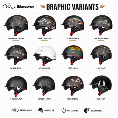 BikerZoneZ IronClassic™ German-Style Half Helmet