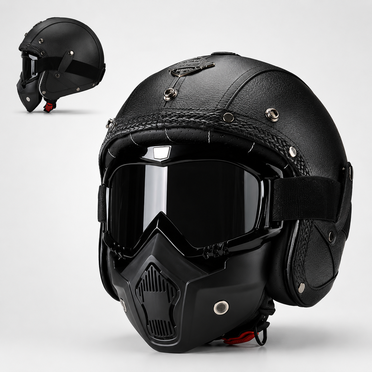 BikerZonez RogueCruise™ Vintage Open Helmet with Face Mask
