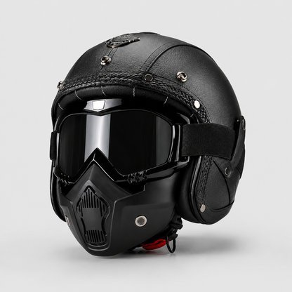 BikerZonez RogueCruise™ Vintage Open Helmet with Face Mask