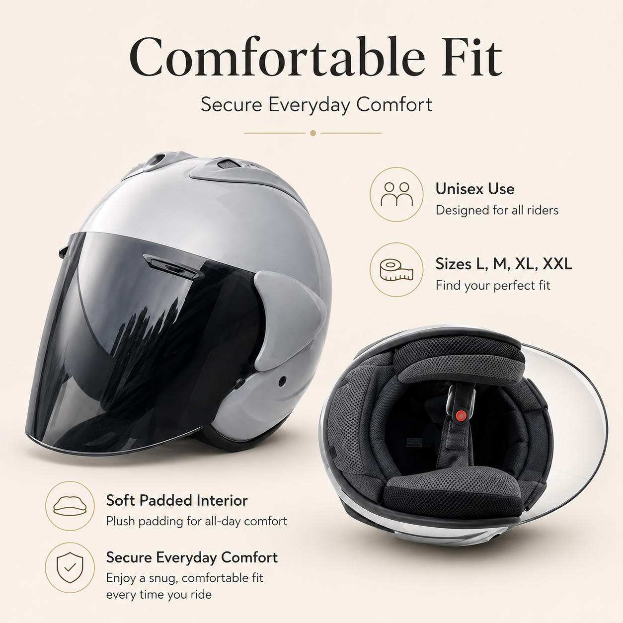 BikerZoneZ HeritageCruise™ 3/4 Open Face Helmet
