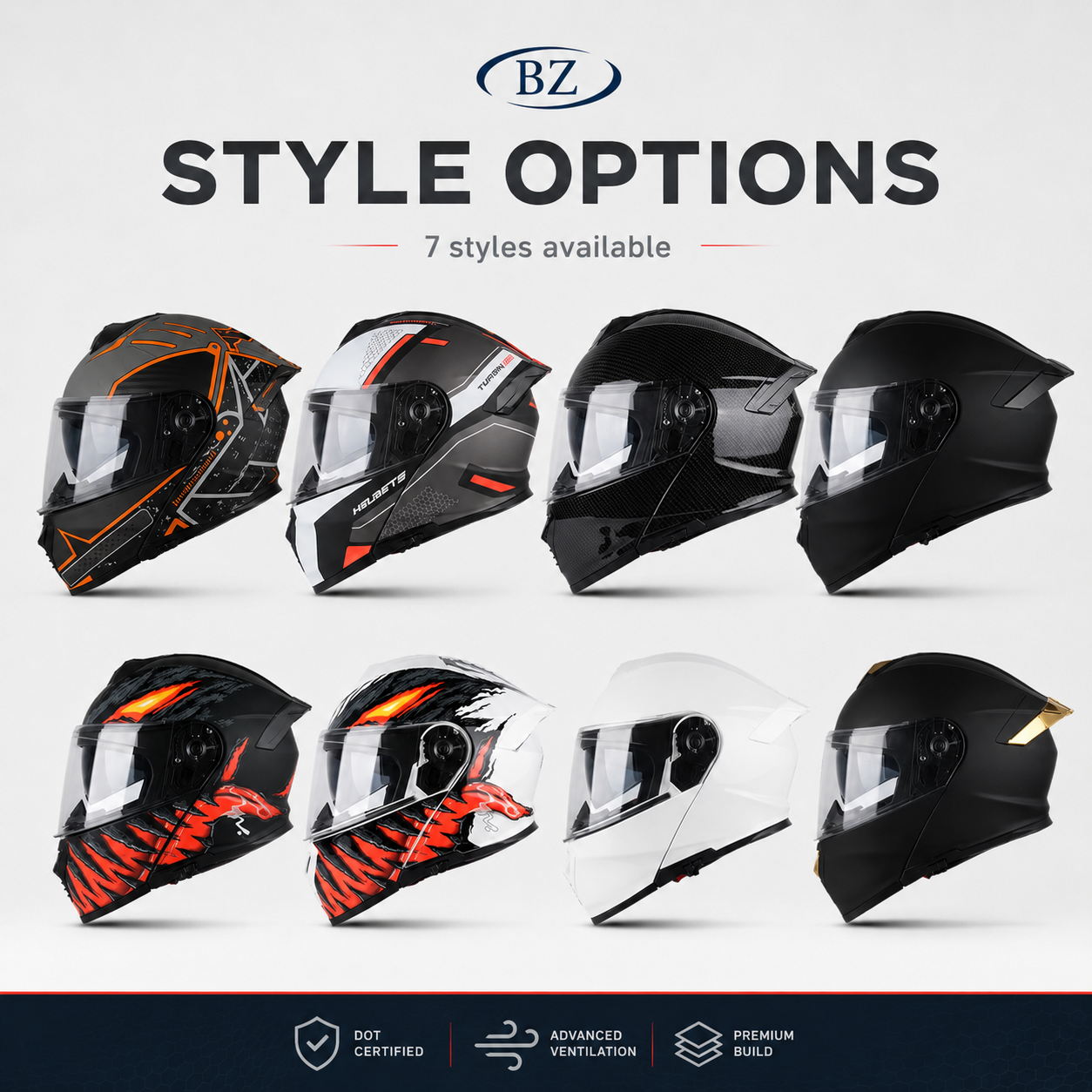 BikerZoneZ AeroFlip™ Modular Full Face Helmet