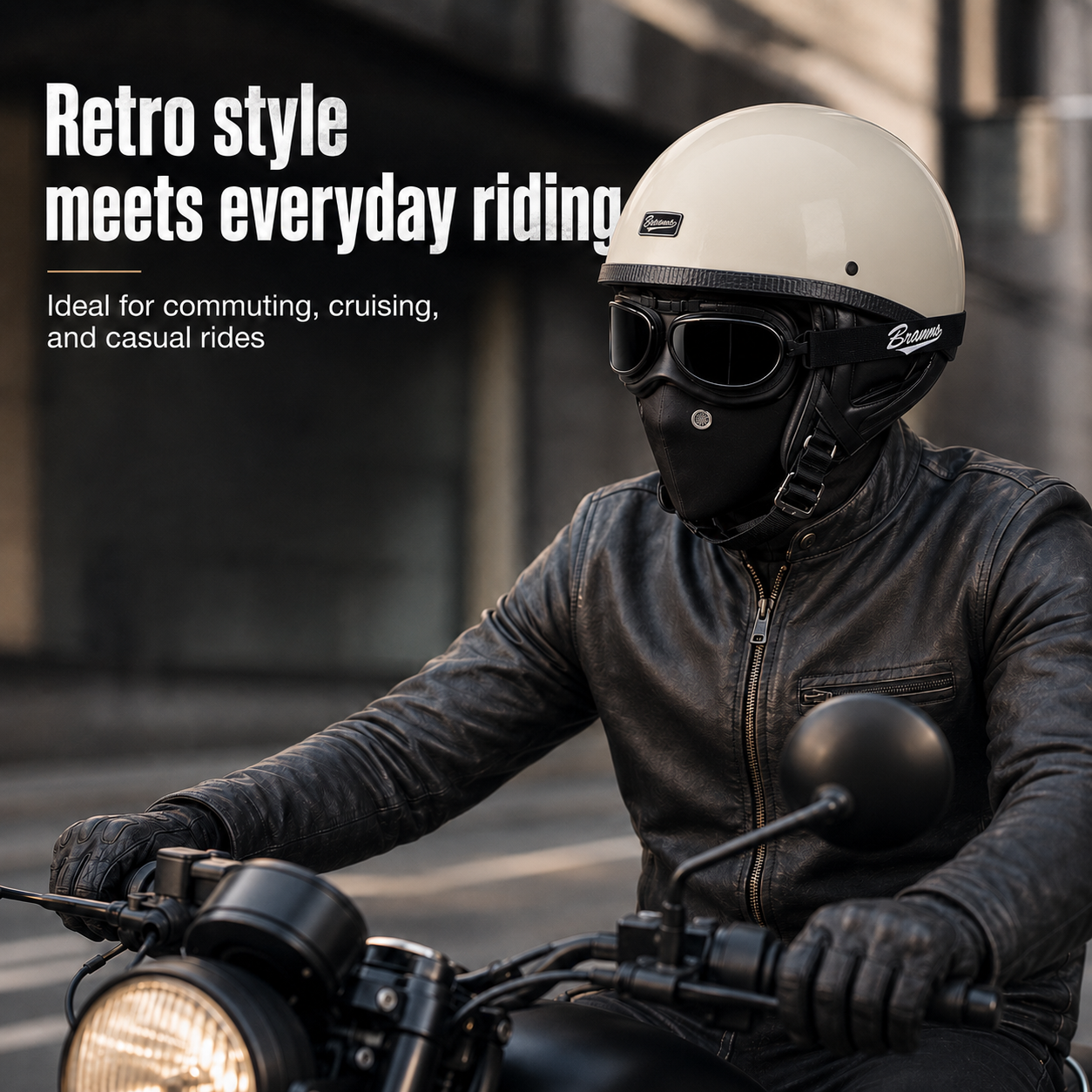 BikerZoneZ IronRider Retro Half Helmet