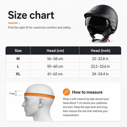 BikerZoneZ Heritage Visor Half-Face Helmet