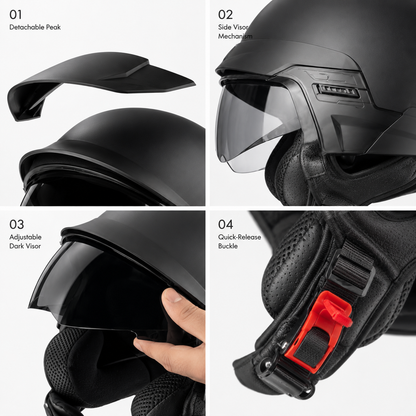 BikerZoneZ Heritage Visor Half-Face Helmet