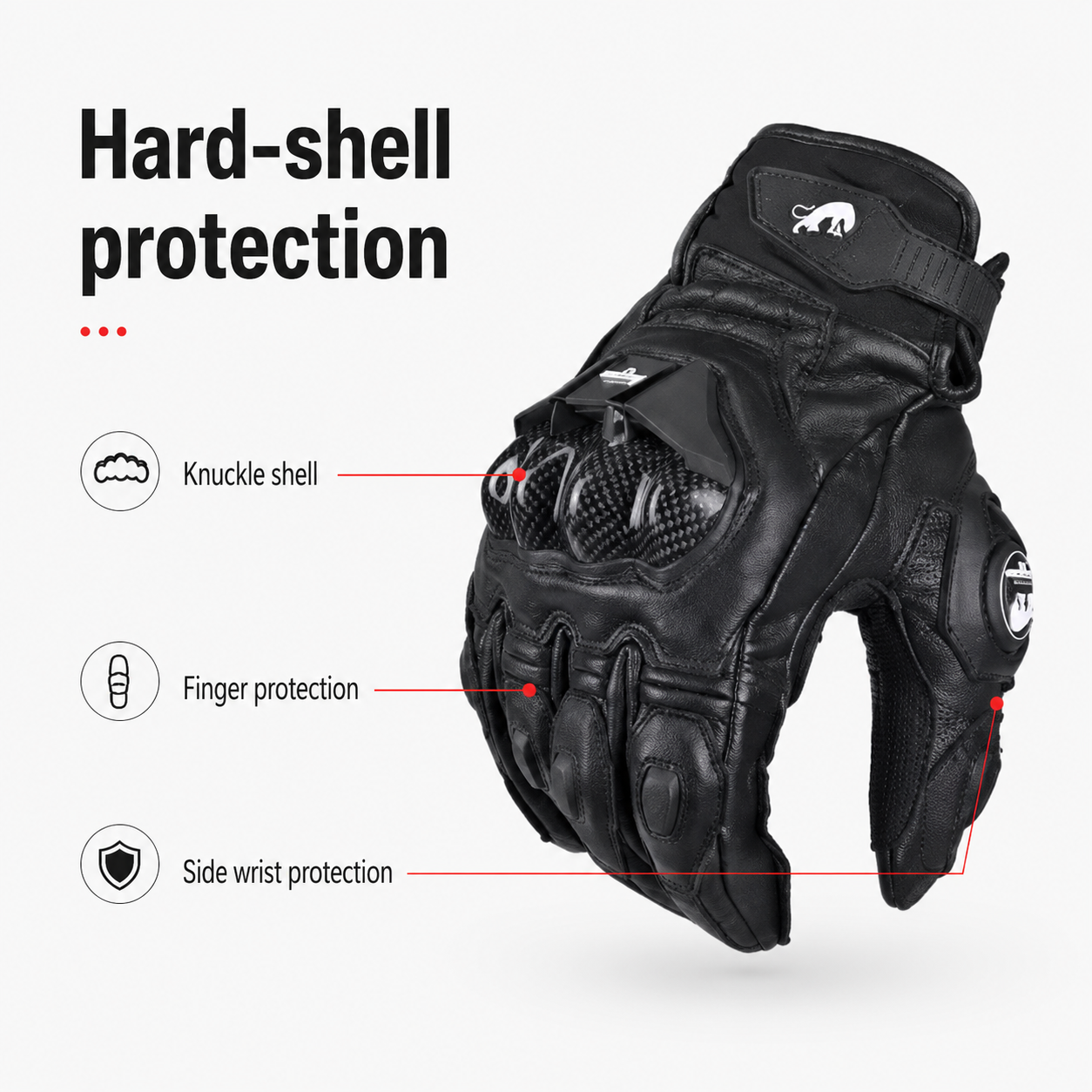 BikerZoneZ KnightGuard Leather Motorcycle Gloves