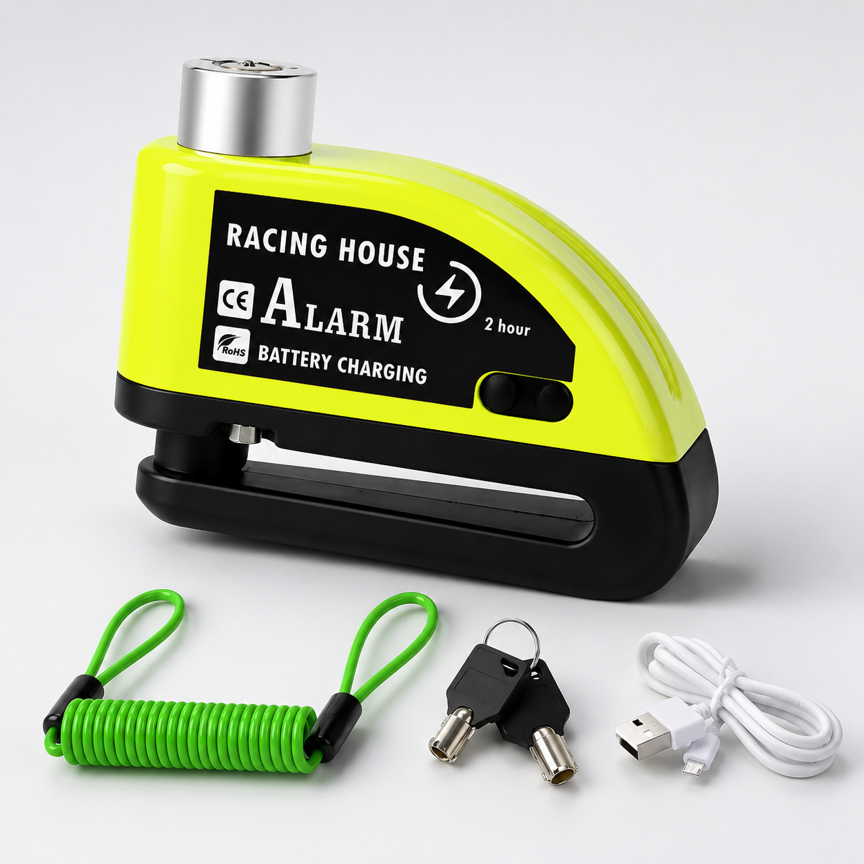 BikerZoneZ Guardian Lock — Rechargeable Alarm Disc Lock