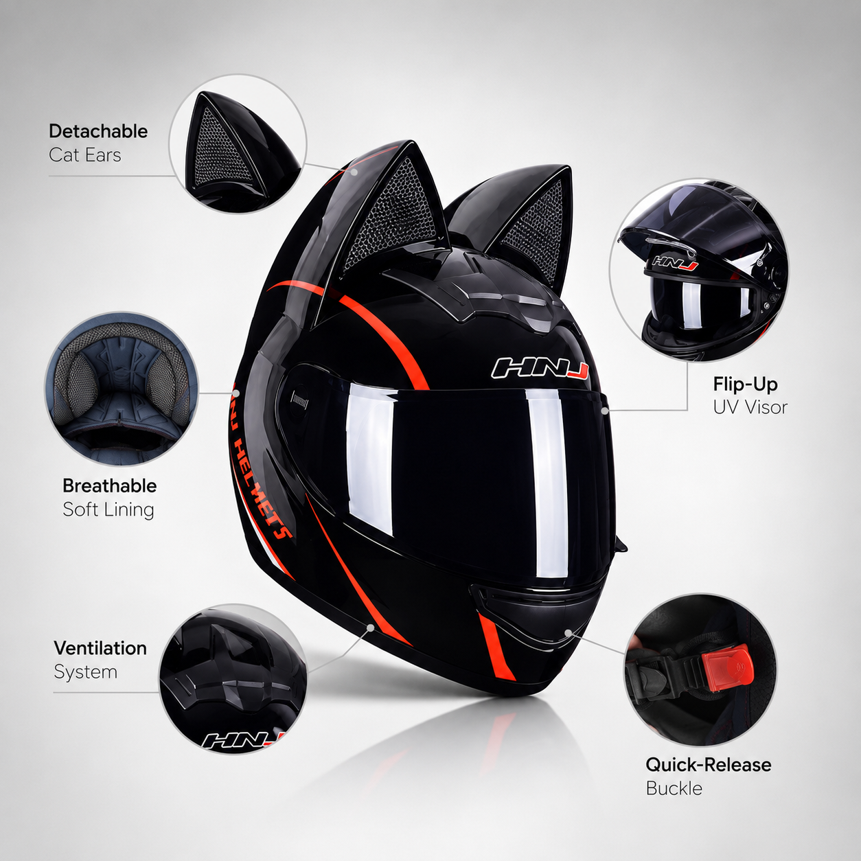 BikerZoneZ MotoCat™ Full Face Helmet