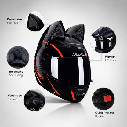 BikerZoneZ MotoCat™ Full Face Helmet