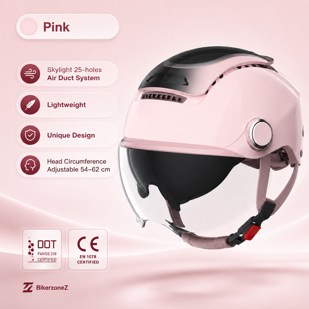 BikerZoneZ AeroLite™ Dual-Lens Half Helmet