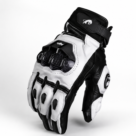 BikerZoneZ KnightGuard Leather Motorcycle Gloves