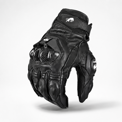 BikerZoneZ KnightGuard Leather Motorcycle Gloves