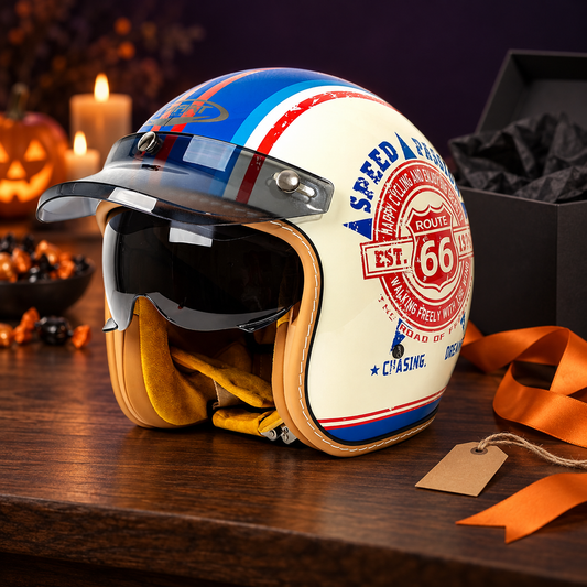 The Street King - Vintage Open Face Helmet - DOT & ECE Approved Halloween