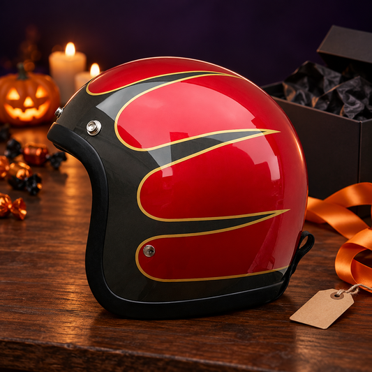 Chopper Low Profile Vintage Motorcycle Helmet - DOT & ECE Approved Halloween