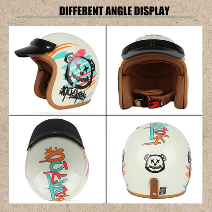 NOSPEAK Retro Motorcycle Helmet + 1 Goggles free