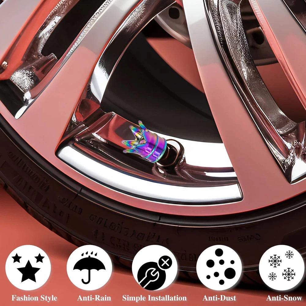 4PCS Crown Valve Stem Caps