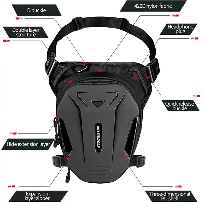 Motorcycle Bag Leg Side Hard Shell Fanny Pack