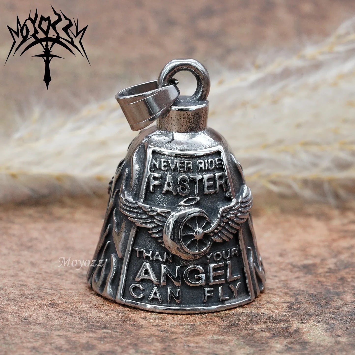 Motorcycle Bell Angel Wing "Never Ride Faster Than Your Angel Can Fly"