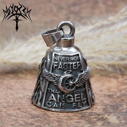 Motorcycle Bell Angel Wing "Never Ride Faster Than Your Angel Can Fly"