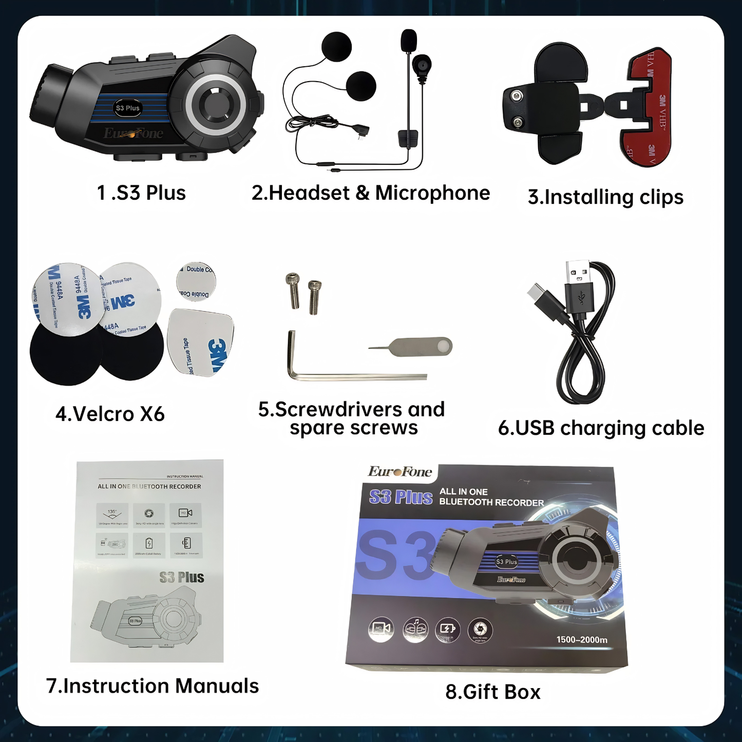 BikerZoneZ S3 Plus Motorcycle Helmet Bluetooth Intercom