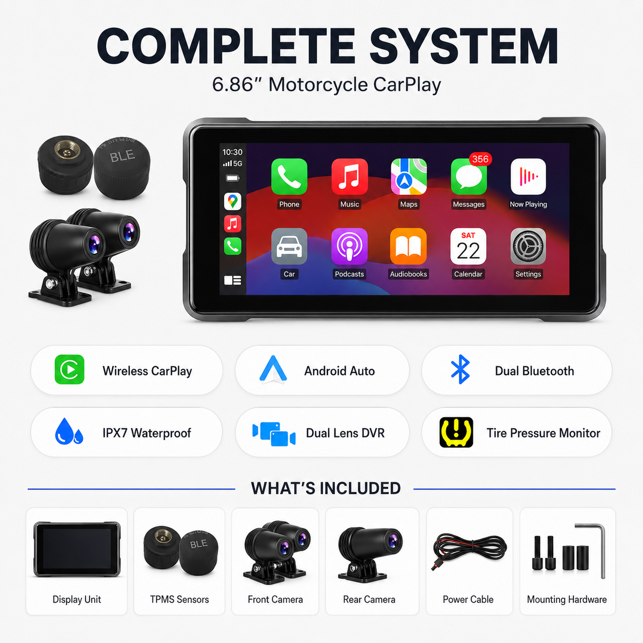 BikerZonez 6.86” Motorcycle CarPlay