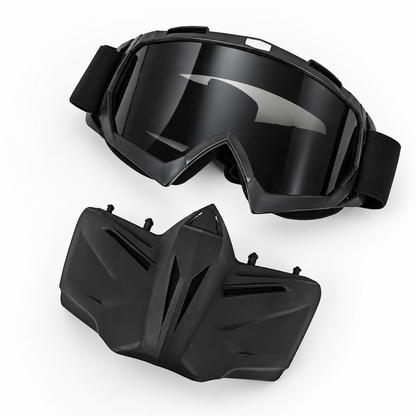 BikerZoneZ 2-in-1 Motorcycle Goggles & Face Mask