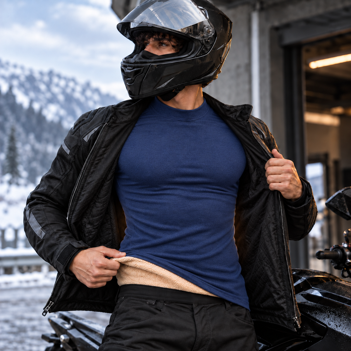 BikerZoneZ RoadHeat™ Fleece-Lined Rider Base Layer Set