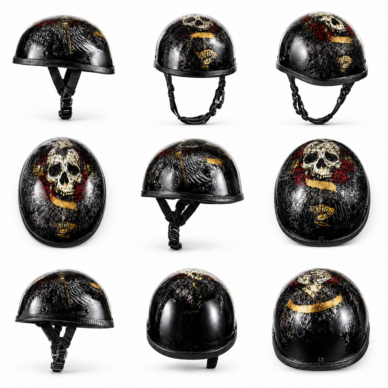 BikerZoneZ™ Vintage Half Face Motorcycle Helmet