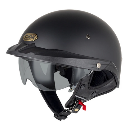 Vintage German Style Half Face Motorcycle Helmet - DOT Certified